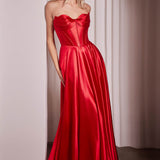 Ladivine CD378 Dress Strapless Satin A-Line Gown