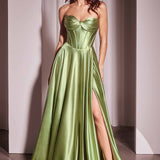 Ladivine CD378 Dress Strapless Satin A-Line Gown