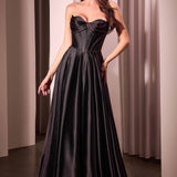 Ladivine CD378 Dress Strapless Satin A-Line Gown