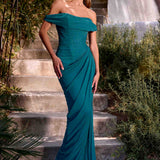 Ladivine CD387 Formal Soirées Off Shoulder Ruched Bodice Evening Dress