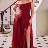 Ladivine CD409 One Shoulder Flowing Luminescent Chiffon A-Line Dress
