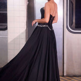 Ladivine CD668 Sculpted Satin Corset Bodice Timeless A-Line Ball Gown