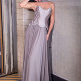 Ladivine CD668 Sculpted Satin Corset Bodice Timeless A-Line Ball Gown