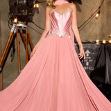 Ladivine CD668 Sculpted Satin Corset Bodice Timeless A-Line Ball Gown