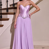 Ladivine CD668 Sculpted Satin Corset Bodice Timeless A-Line Ball Gown