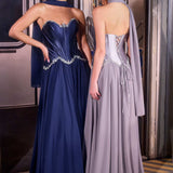 Ladivine CD668 Sculpted Satin Corset Bodice Timeless A-Line Ball Gown