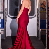 Ladivine CD694 Luxe Stretch Satin Fitted Evening Dress