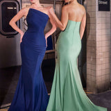 Ladivine CD694 Luxe Stretch Satin Fitted Evening Dress