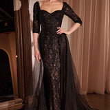Ladivine CD749 Dress Lone Sleeve Lace Fitted Mother of the Bride Dress