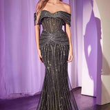 Ladivine CD785 Dress Strapless Crystal Embellished Fitted Gown