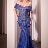 Ladivine CD785 Dress Strapless Crystal Embellished Fitted Gown