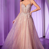 Ladivine CD786 Dress Crystal Embellished A-Line Tulle Gown