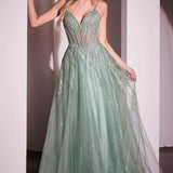 Ladivine CD786 Dress Crystal Embellished A-Line Tulle Gown