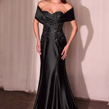 Ladivine CDS507 Dress Off The Shoulder Satin & Lace Gown