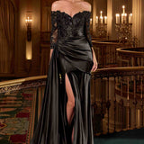 Ladivine CDS549 Mother of the Bride Fitted Gown Off Shoulder