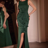 Ladivine CH377 Long Fitted Neoprene Dress