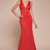 Ladivine CH395 Long Sleeveless V-Neckline Chiffon Dress