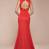 Ladivine CH395 Long Sleeveless V-Neckline Chiffon Dress