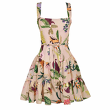 CARACAS MINI DRESS IN JARDIN PRINT SOFT KHAKI
