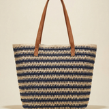 Artisanal Handwoven Stripes Large Tote for Summer Vacation