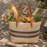 Artisanal Handwoven Stripes Large Tote for Summer Vacation