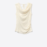 Cream Lace Sleeveless Cowl Neck Tank Top