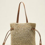 Artisanal Hand-Crocheted Straw Bucket Bag