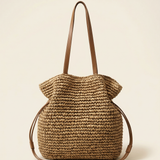 Artisanal Hand-Crocheted Straw Bucket Bag