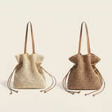 Artisanal Hand-Crocheted Straw Bucket Bag