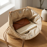 Artisanal Hand-Crocheted Straw Bucket Bag