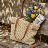 Artisanal Hand-Crocheted Straw Bucket Bag