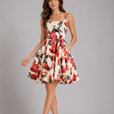 Songbird Garden Bubble-Hem Mini Dress