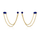 Double Piercing Chain Dangle Earrings