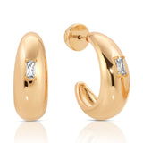 Oval Dome Baguette Hoops