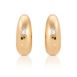 Oval Dome Baguette Hoops