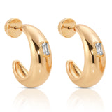 Oval Dome Baguette Hoops