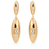 Oval Dome Double Drop Earrings