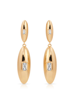 Oval Dome Double Drop Earrings