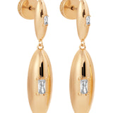 Oval Dome Double Drop Earrings
