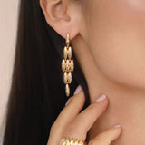 Oval Dome Baguette Dangle Earrings