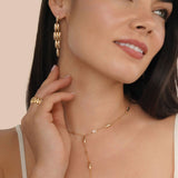 Oval Dome Baguette Dangle Earrings
