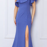 Nox Anabel E467 Long Sheath One Shoulder Ruffle Overlay Strap Gown