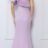 Nox Anabel E467 Long Sheath One Shoulder Ruffle Overlay Strap Gown