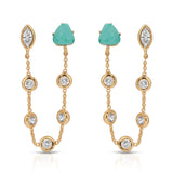 Double Piercing Turquoise Earrings