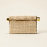 Elegant Woven Straw Foldover Clutch Natural Evening Handbag for Special Occassion
