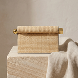 Elegant Woven Straw Foldover Clutch Natural Evening Handbag for Special Occassion