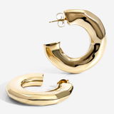 Emma Hammered Open Hoop Earrings Gold