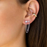 Double Piercing Chain Dangle Earrings