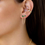 Double Piercing Chain Dangle Earrings