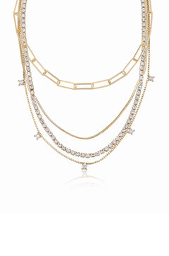 Mixed Chain Crystal Necklace Set